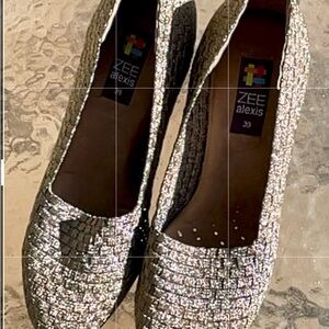 Alexis Women's Glittering Silver Comfortable Wedge heels